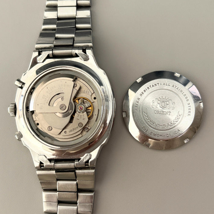 Vintage Orient SK 21 Jewels Automatic Black Dial Day Date 50m Japan Watch image 6