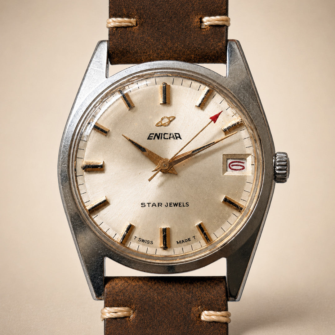 Enicar Ocean Pearl AR1141 Date 17J Manual Wind Men’s Watch Swiss image 1