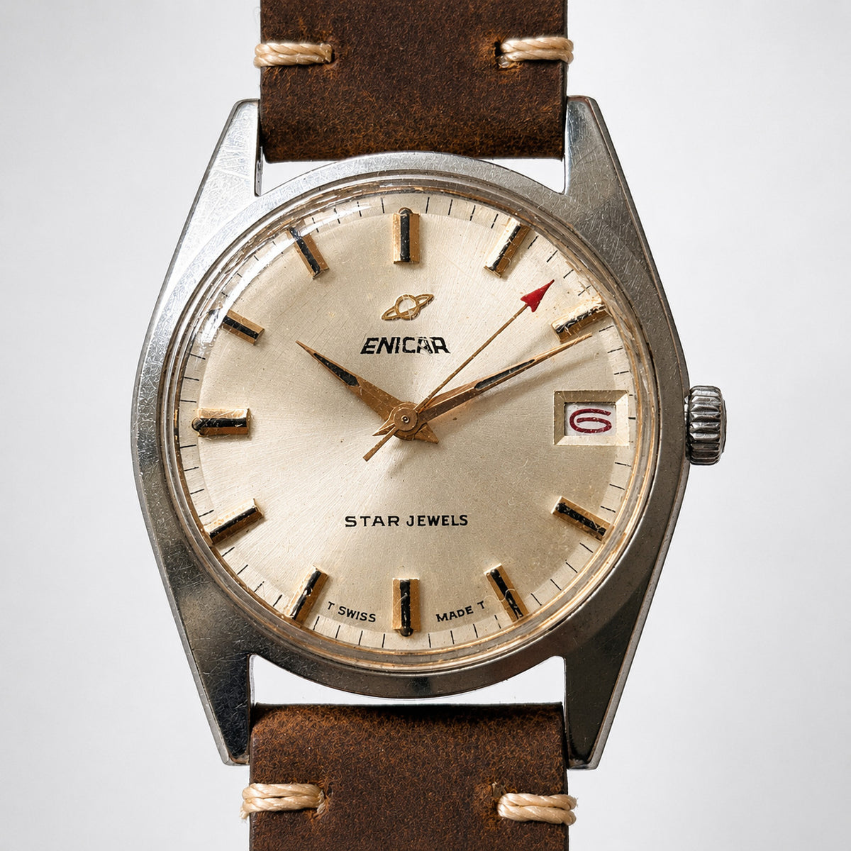 Enicar Ocean Pearl AR1141 Date 17J Manual Wind Men’s Watch Swiss image 2
