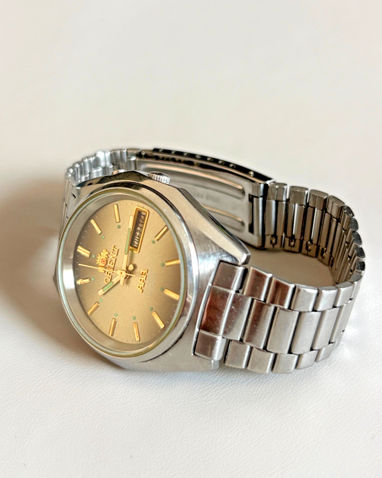 Orient AAA Crystal Golden Dial 21J Automatic Vintage Watch 1970s image 15