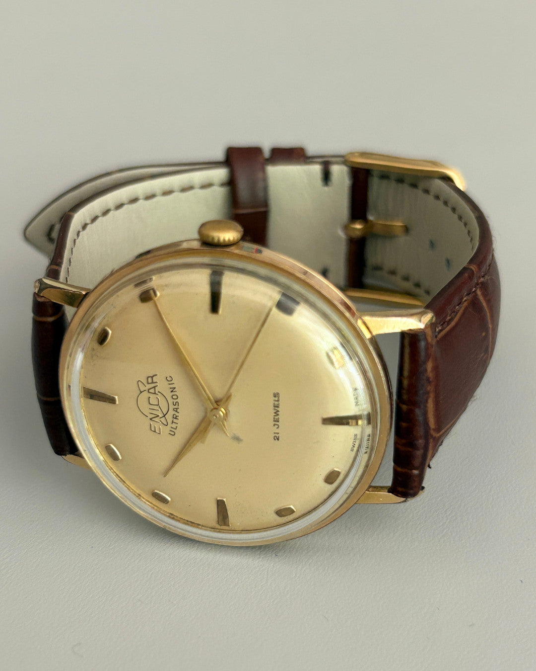 Enicar Ultrasonic Gold Plated 21J Hand-Wind Men’s Watch 1960s Swiss image 9
