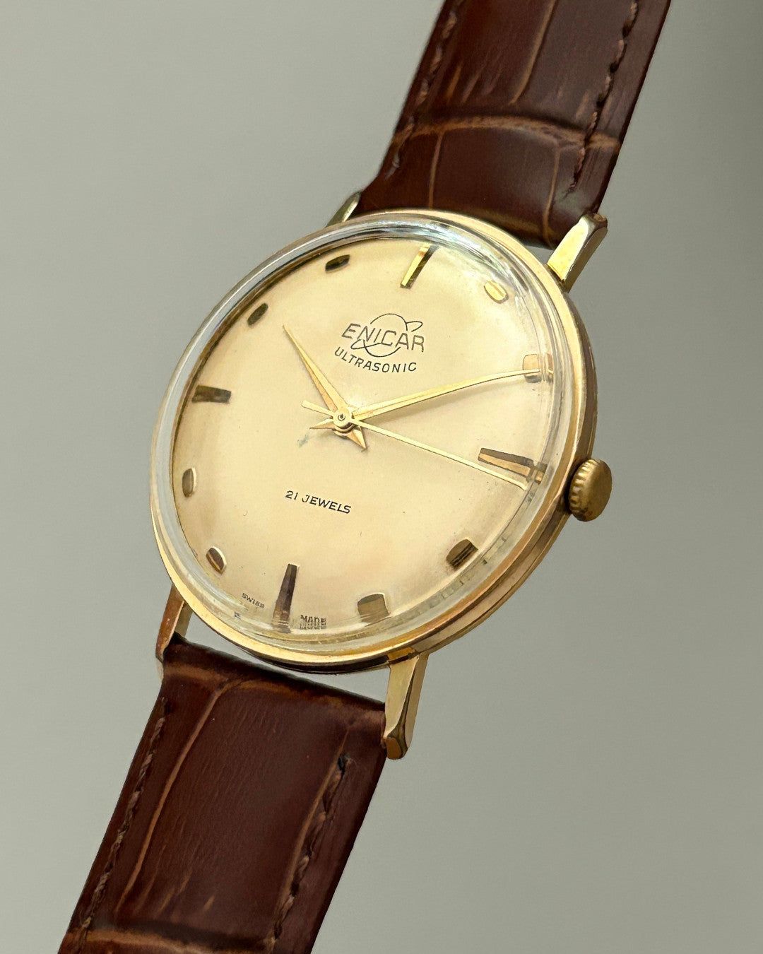 Enicar Ultrasonic Gold Plated 21J Hand-Wind Men’s Watch 1960s Swiss image 4