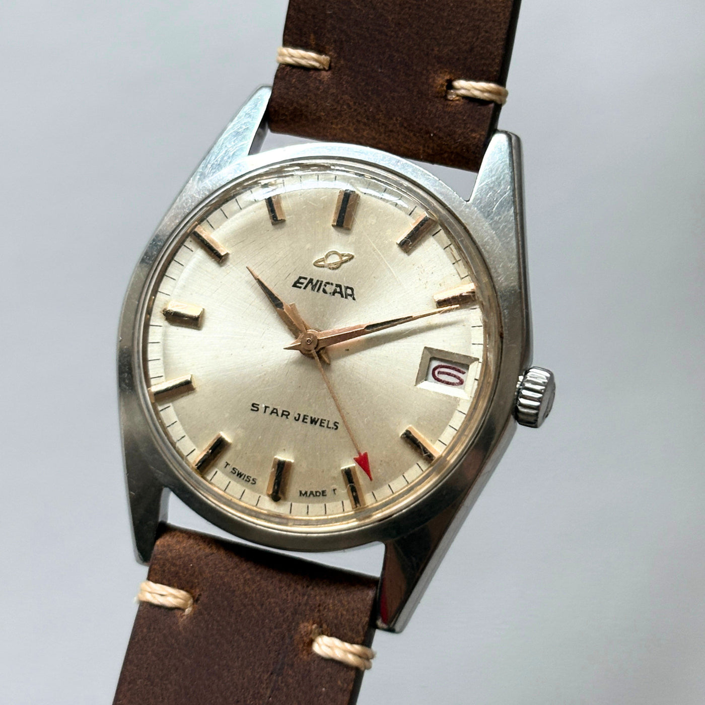 Enicar Ocean Pearl AR1141 Date 17J Manual Wind Men’s Watch Swiss image 3