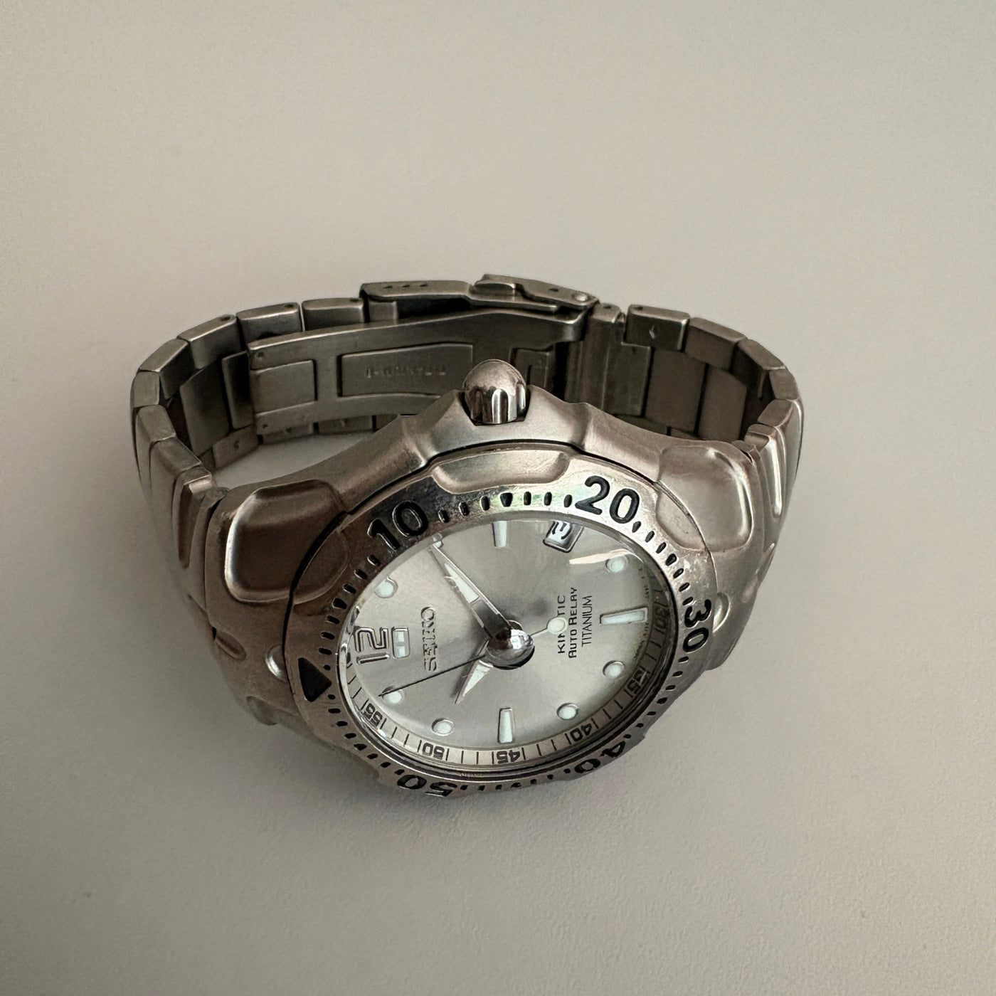 Seiko Kinetic Auto Relay 5J22-0B80 Titanium Men’s Watch 13J Japan image 12