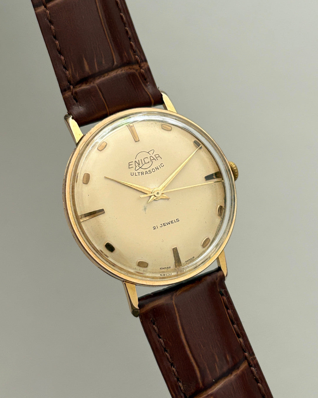 Enicar Ultrasonic Gold Plated 21J Hand-Wind Men’s Watch 1960s Swiss image 3