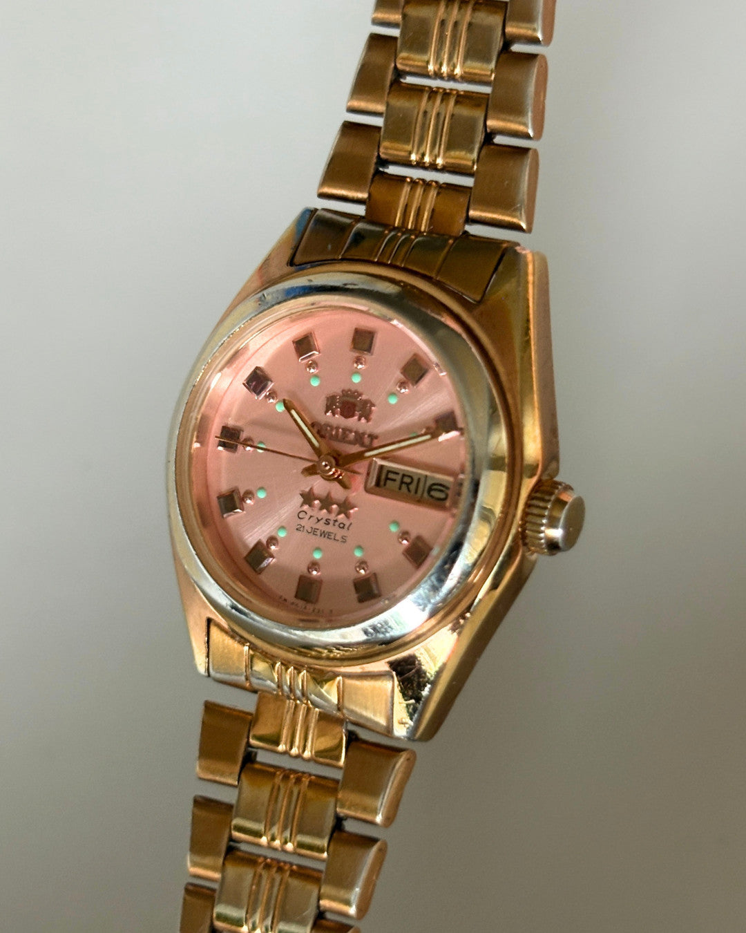 Orient Three Star Pink Dial 21J Automatic Vintage Women’s Watch Japan image 6