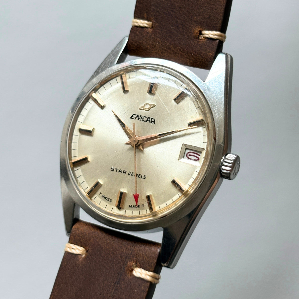 Enicar Ocean Pearl AR1141 Date 17J Manual Wind Men’s Watch Swiss image 6