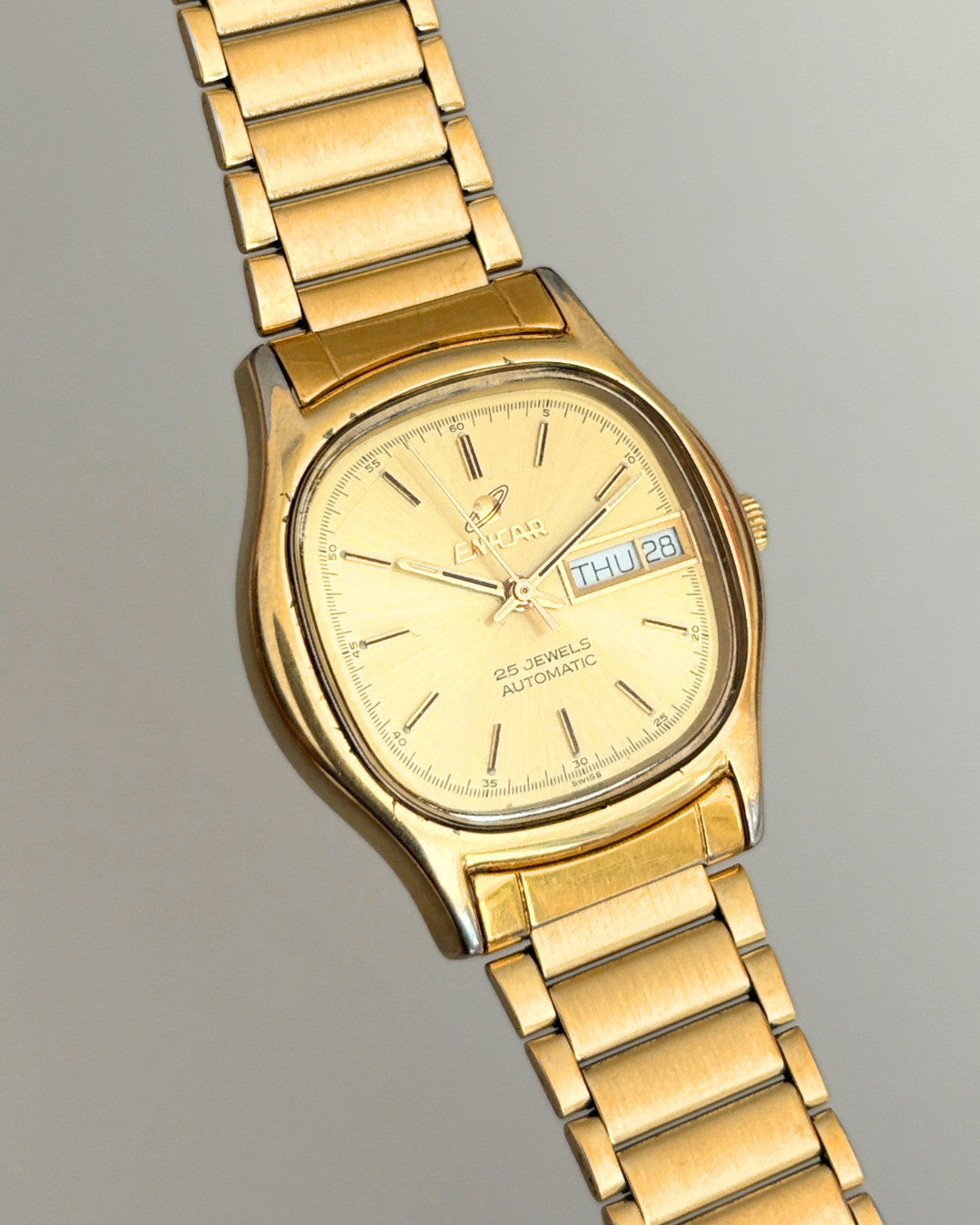 Enicar Ocean Pearl TV Case Day Date 25J Automatic Men’s Watch 1970s Swiss image 8