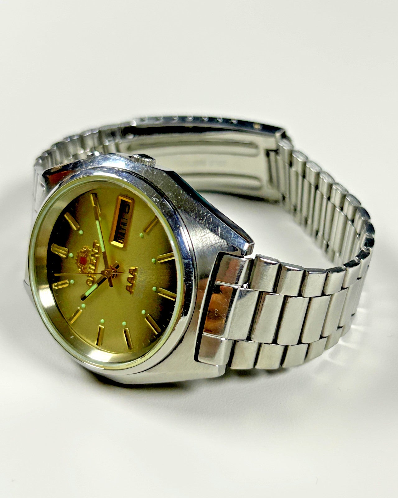 Orient AAA Crystal Golden Dial 21J Automatic Vintage Watch 1970s image 13