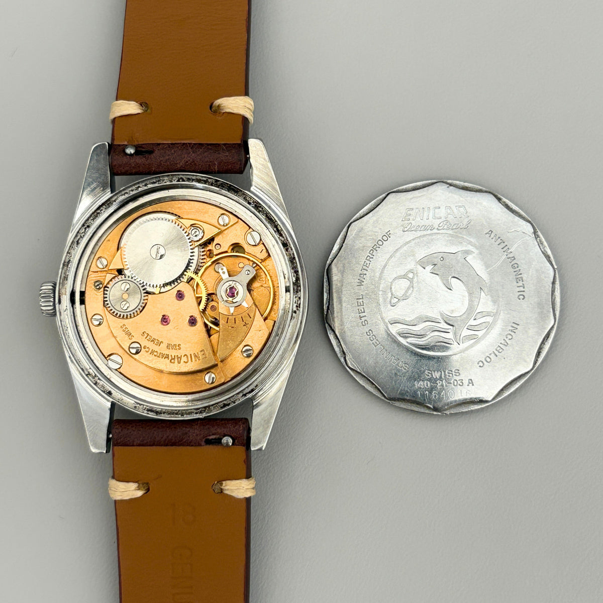 Enicar Ocean Pearl AR1141 Date 17J Manual Wind Men’s Watch Swiss image 13
