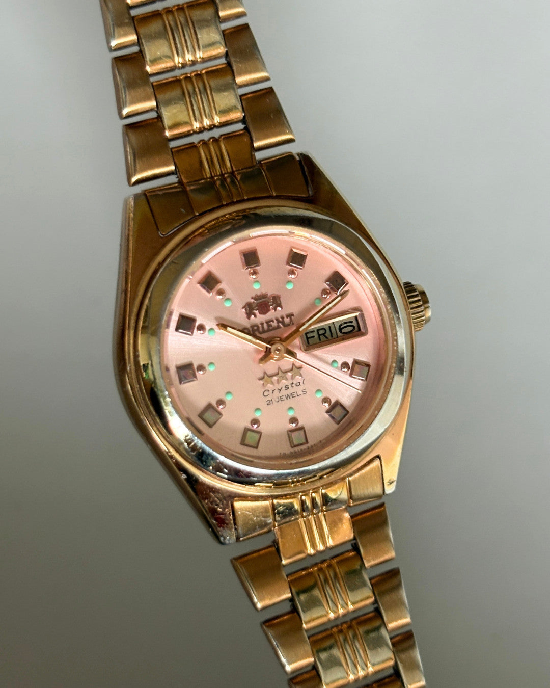 Orient Three Star Pink Dial 21J Automatic Vintage Women’s Watch Japan image 3
