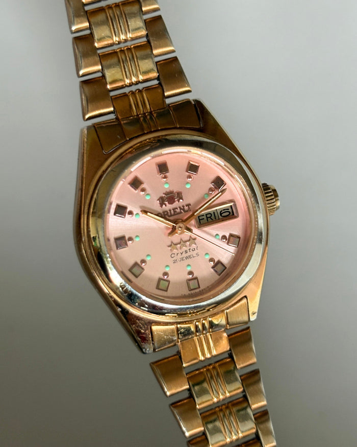 Orient Three Star Pink Dial 21J Automatic Vintage Women’s Watch Japan image 3