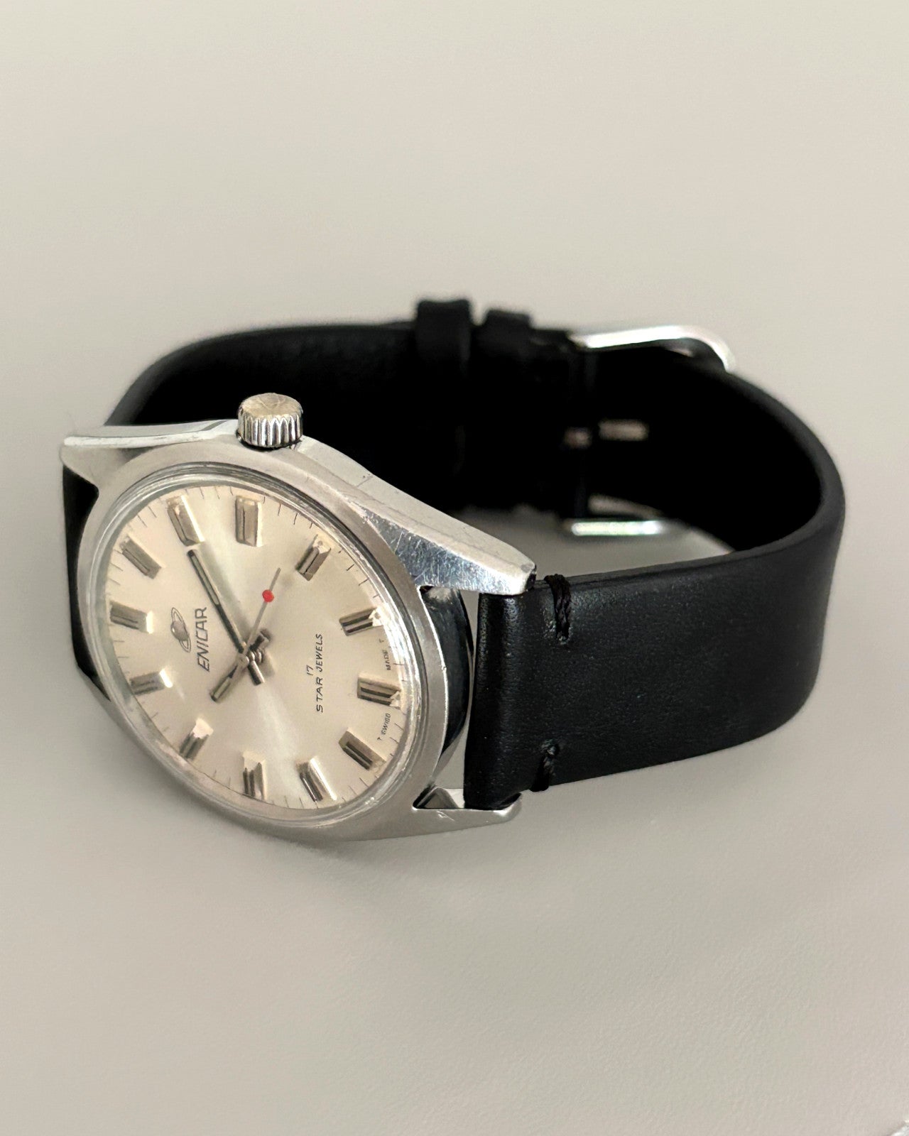 Enicar Ocean Pearl AR160 White Dial 17J Hand-Wind Men’s Watch Swiss image 9