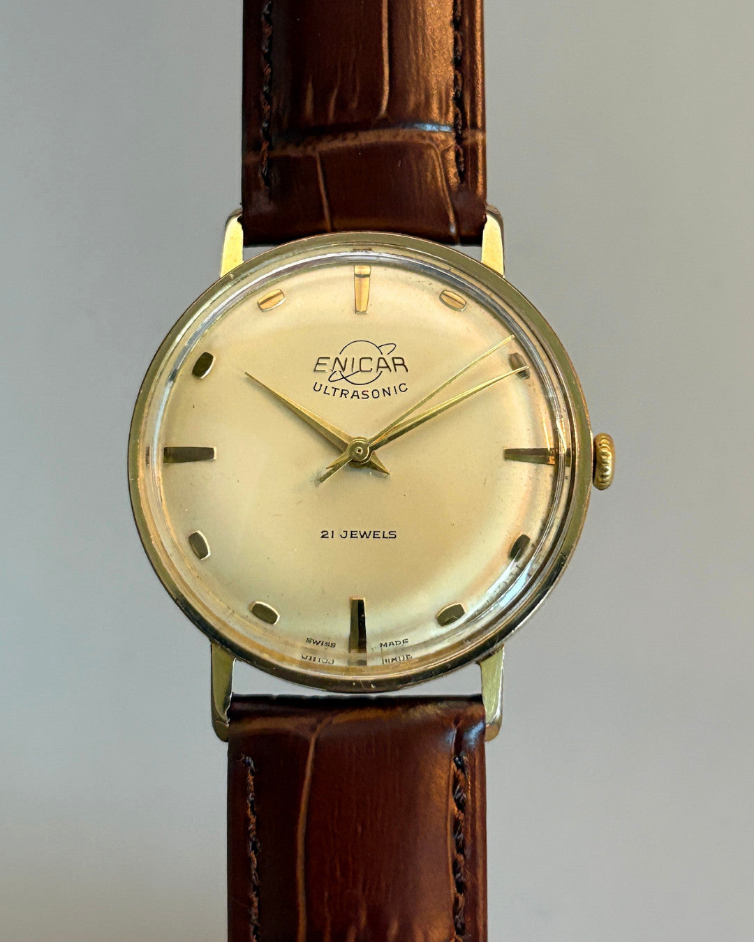 Enicar Ultrasonic Gold Plated 21J Hand-Wind Men’s Watch 1960s Swiss