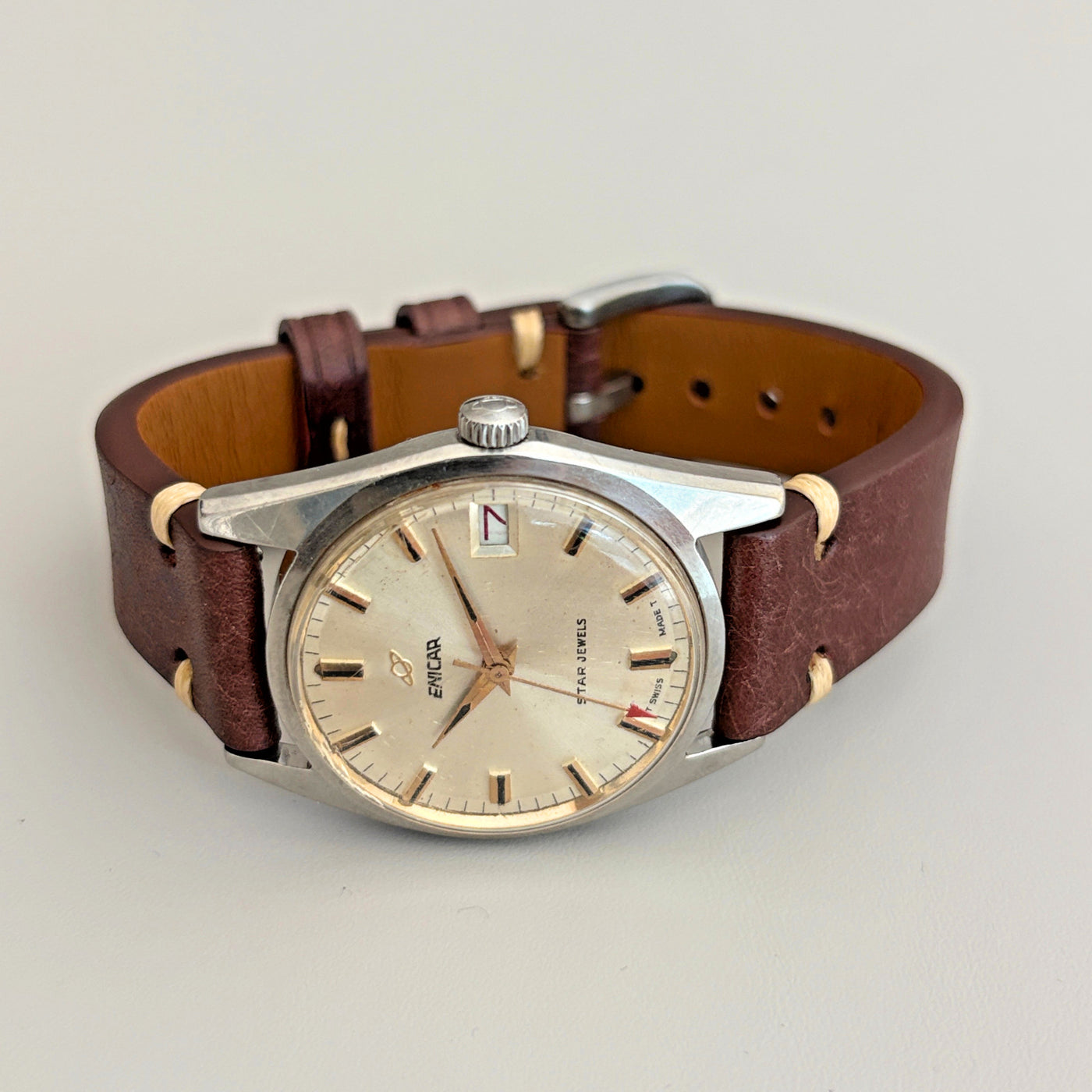 Enicar Ocean Pearl AR1141 Date 17J Manual Wind Men’s Watch Swiss image 14