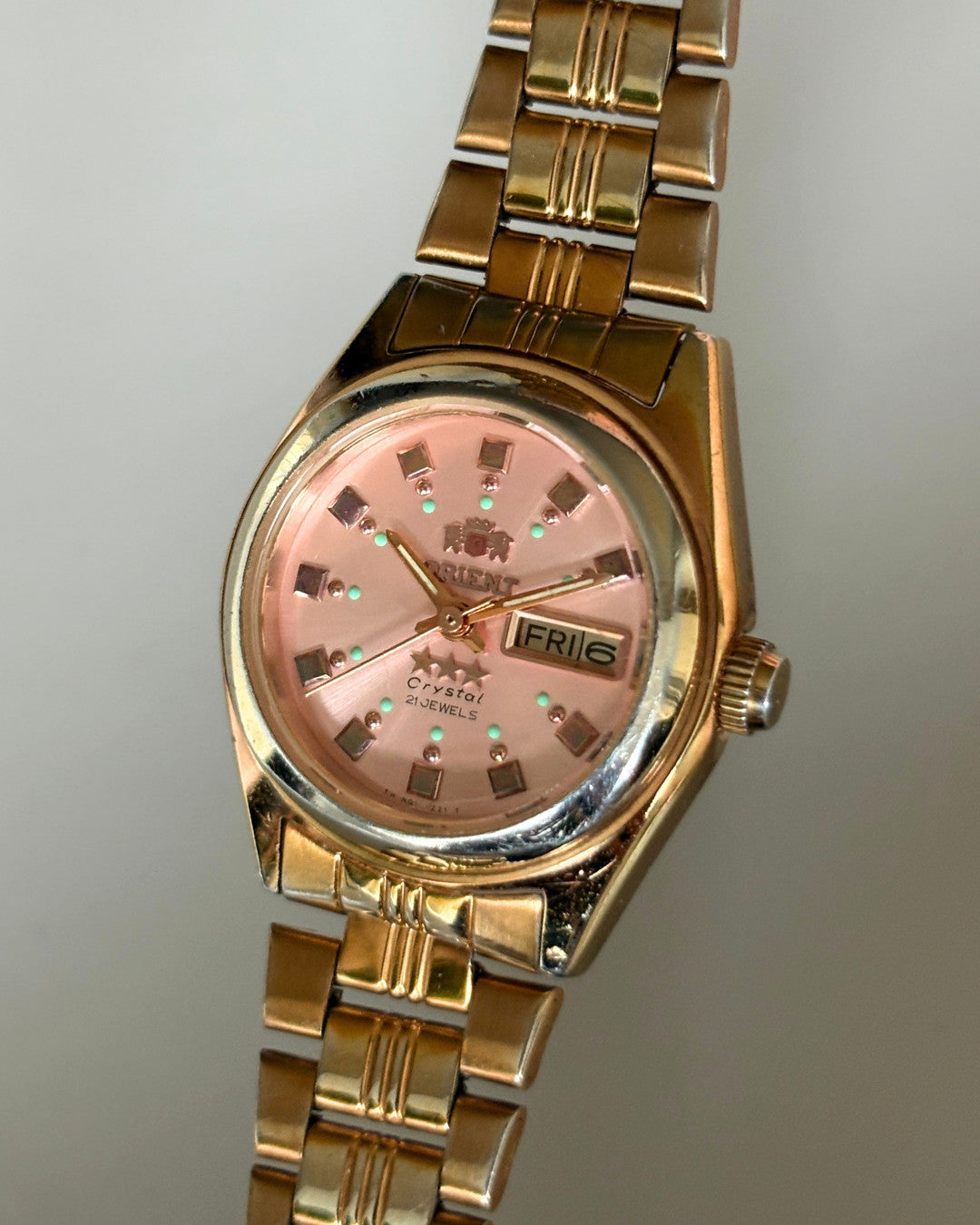 Orient Three Star Pink Dial 21J Automatic Vintage Women’s Watch Japan image 5