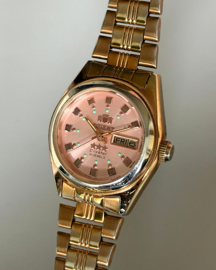 Orient Three Star Pink Dial 21J Automatic Vintage Women’s Watch Japan image 5