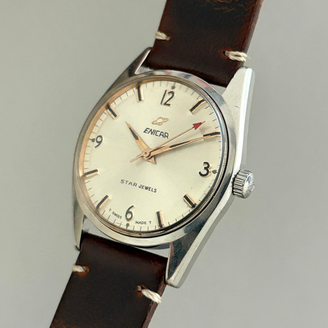 Vintage Enicar Ocean Pearl Star Jewels Special Champagne Dial Hand-Wind Swiss archive image 3