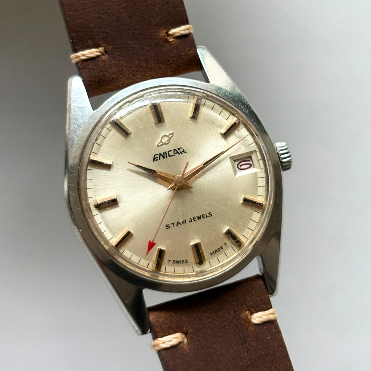 Enicar Ocean Pearl AR1141 Date 17J Manual Wind Men’s Watch Swiss image 4