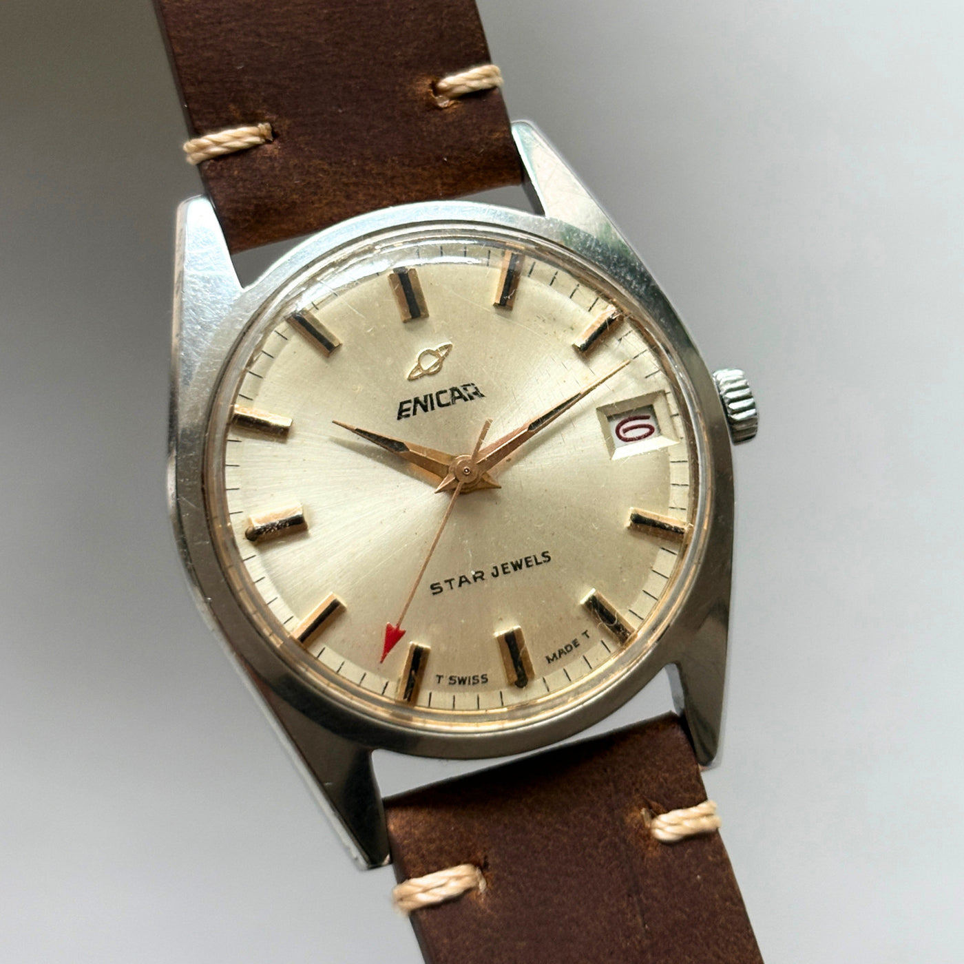 Enicar Ocean Pearl AR1141 Date 17J Manual Wind Men’s Watch Swiss image 4