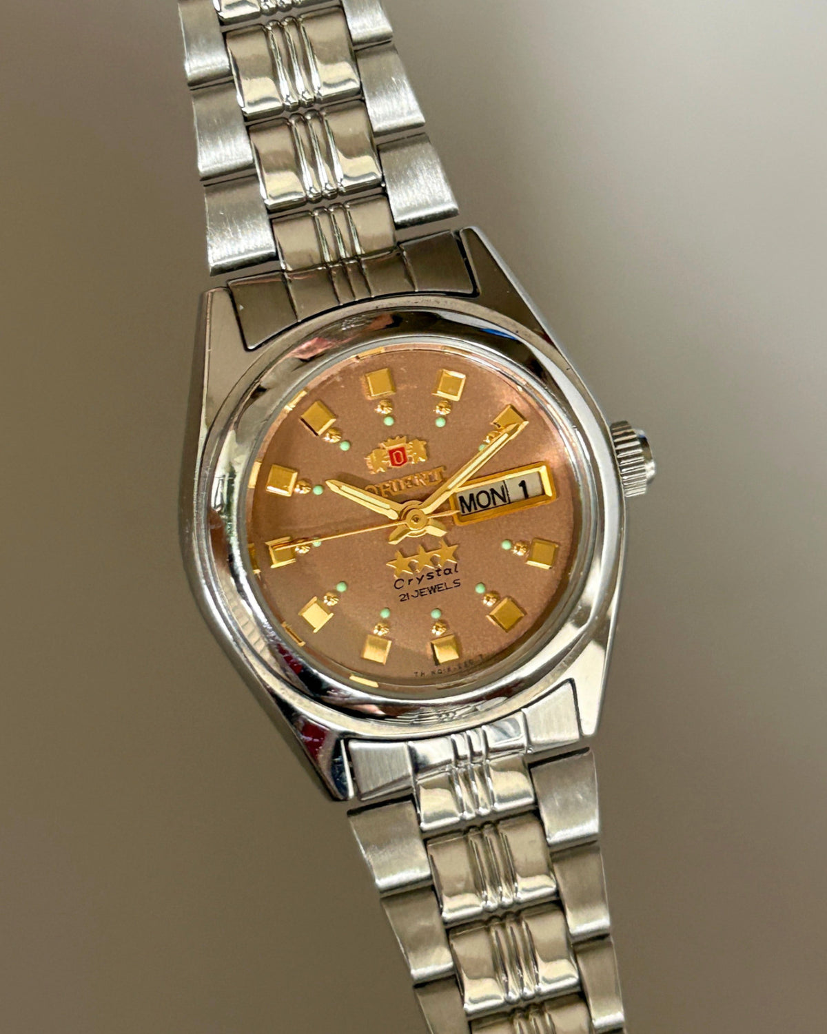 Orient Three Star Brown Dial 21J Automatic Vintage Watch Japan image 2