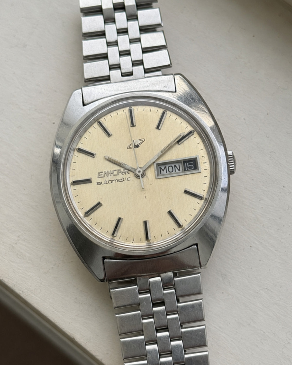 Enicar Ocean Pearl Day Date 25J Automatic Men’s Watch 1970s Swiss image 1