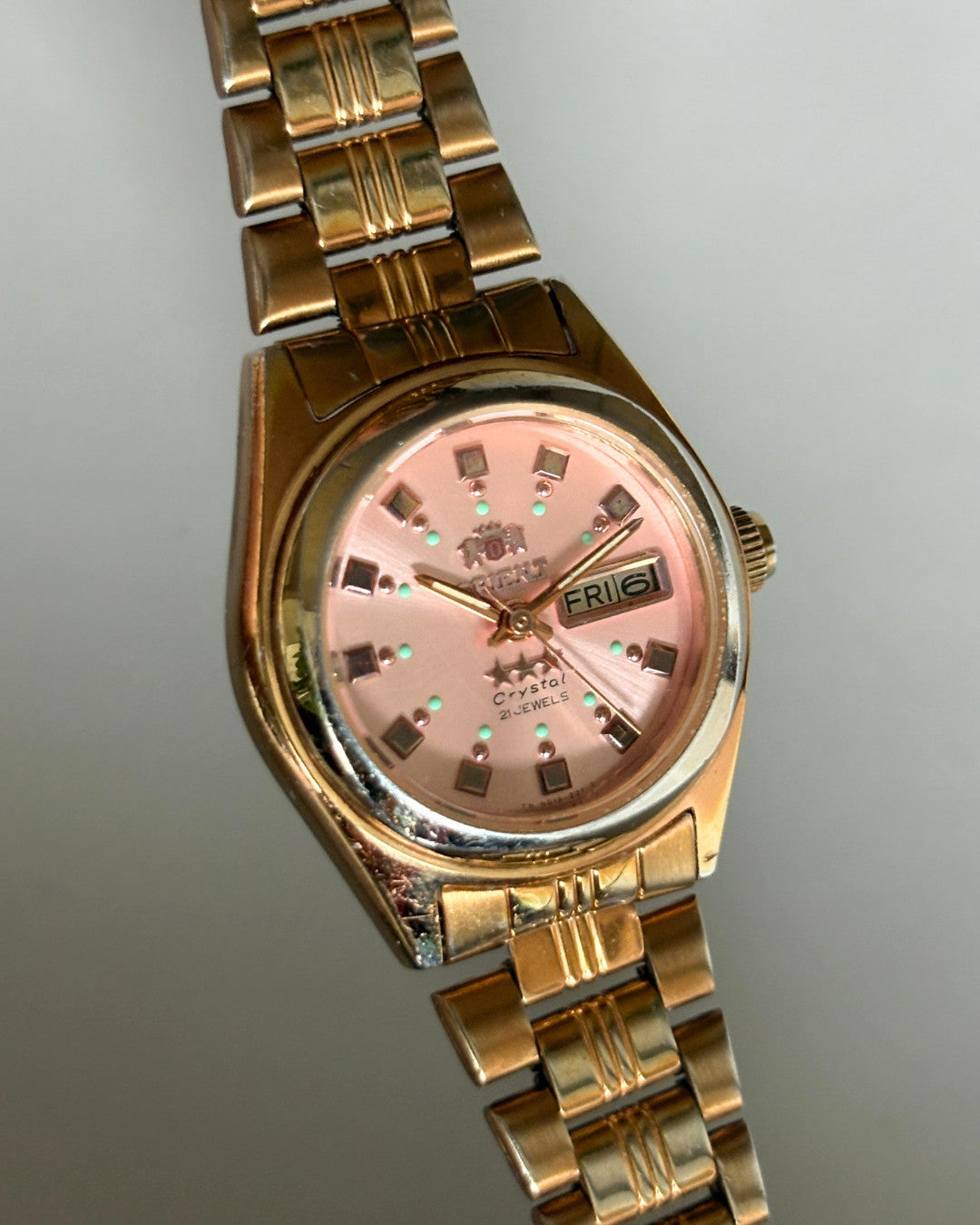 Orient Three Star Pink Dial 21J Automatic Vintage Women’s Watch Japan image 4