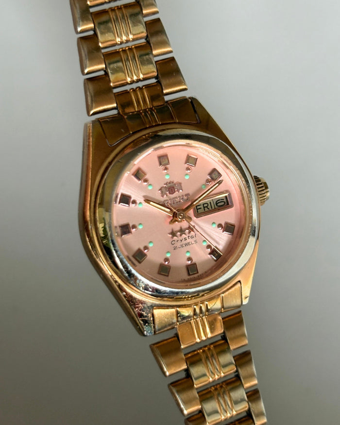 Orient Three Star Pink Dial 21J Automatic Vintage Women’s Watch Japan image 4