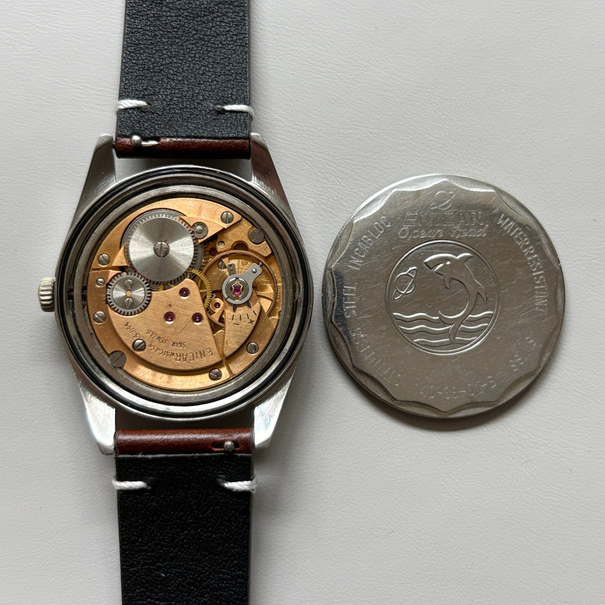 Vintage Enicar Ocean Pearl AR1140 17 Jewels Manual Wind Men’s Watch Swiss archive image 7