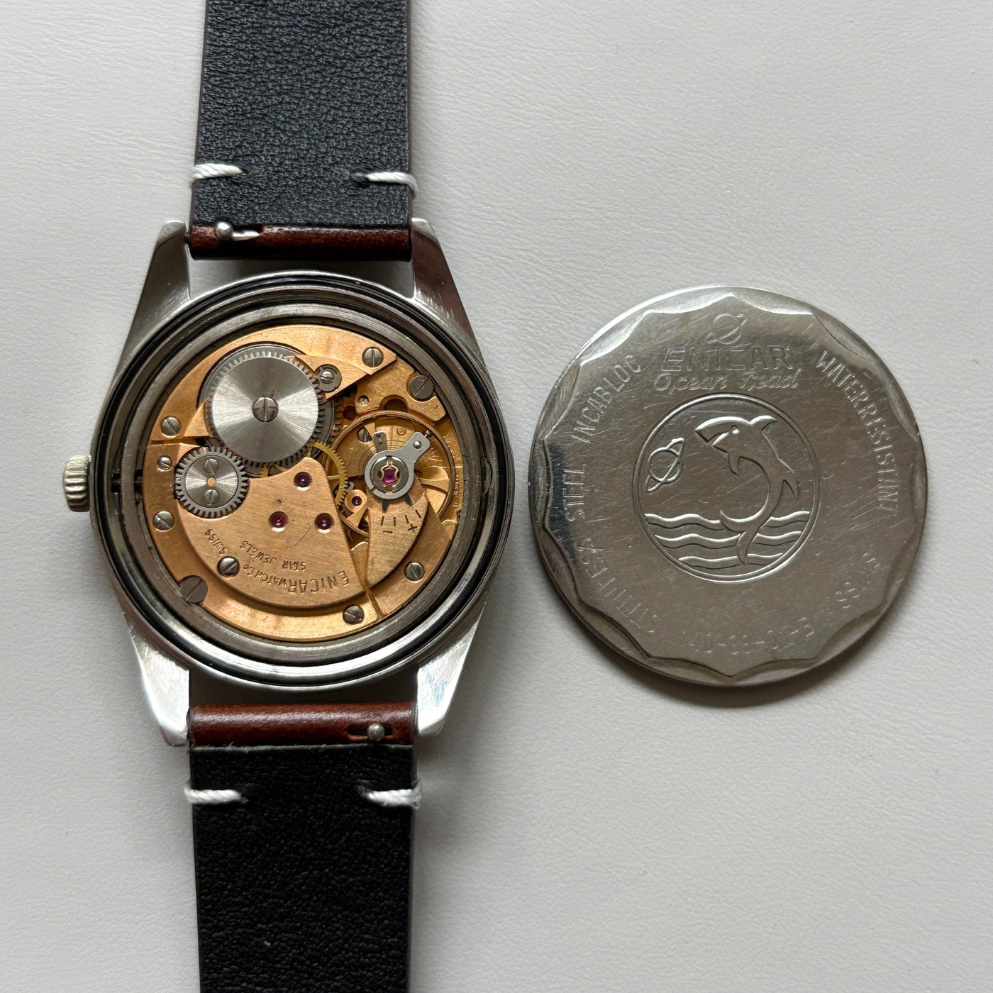Vintage Enicar Ocean Pearl AR1140 17 Jewels Manual Wind Men’s Watch Swiss archive image 7