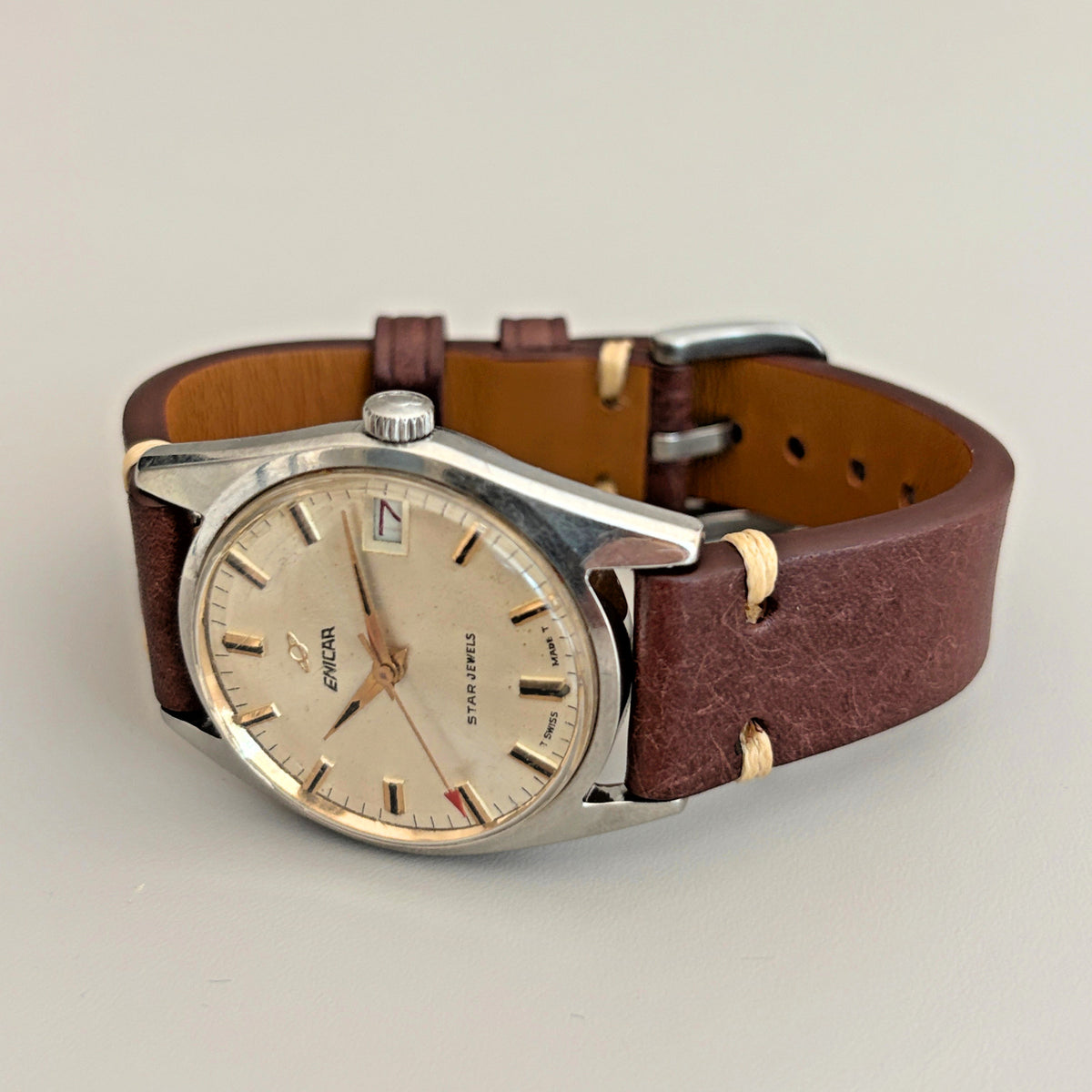 Enicar Ocean Pearl AR1141 Date 17J Manual Wind Men’s Watch Swiss image 15