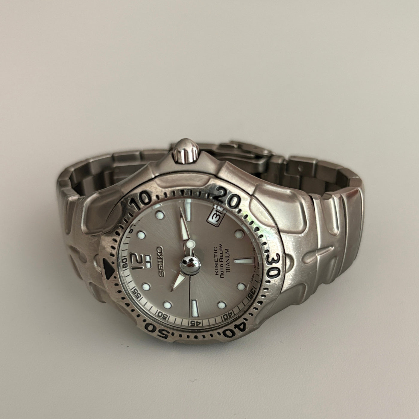 Seiko Kinetic Auto Relay 5J22-0B80 Titanium Men’s Watch 13J Japan image 10