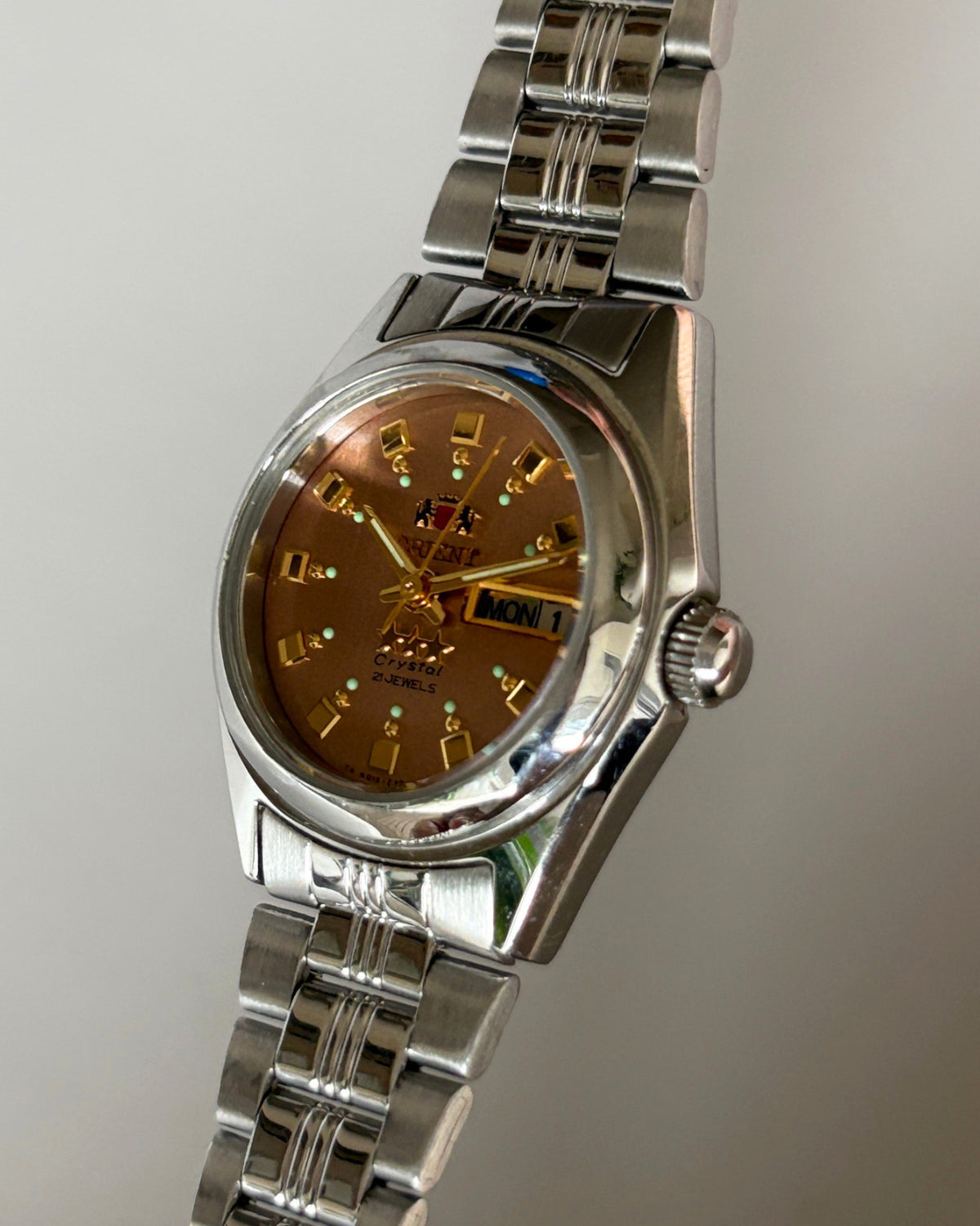 Orient Three Star Brown Dial 21J Automatic Vintage Watch Japan image 8