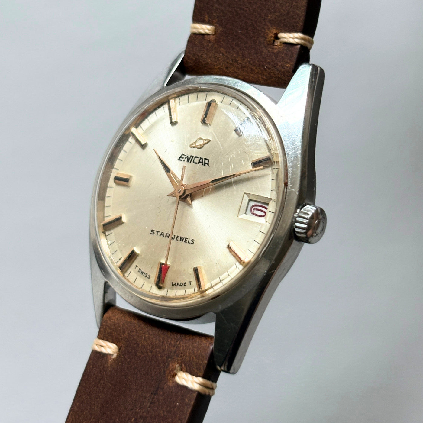 Enicar Ocean Pearl AR1141 Date 17J Manual Wind Men’s Watch Swiss image 7