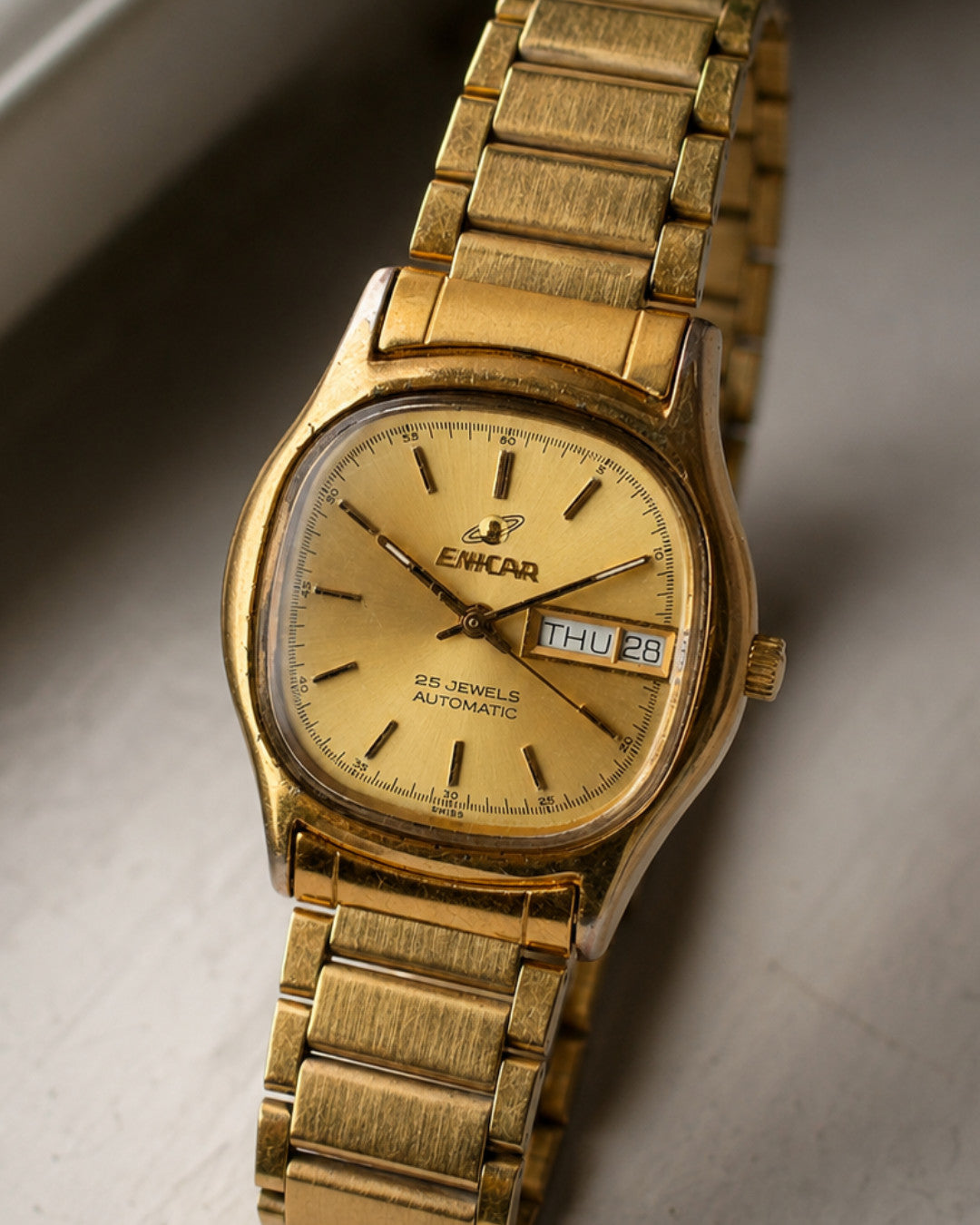 Enicar Ocean Pearl TV Case Day Date 25J Automatic Men’s Watch 1970s Swiss image 23