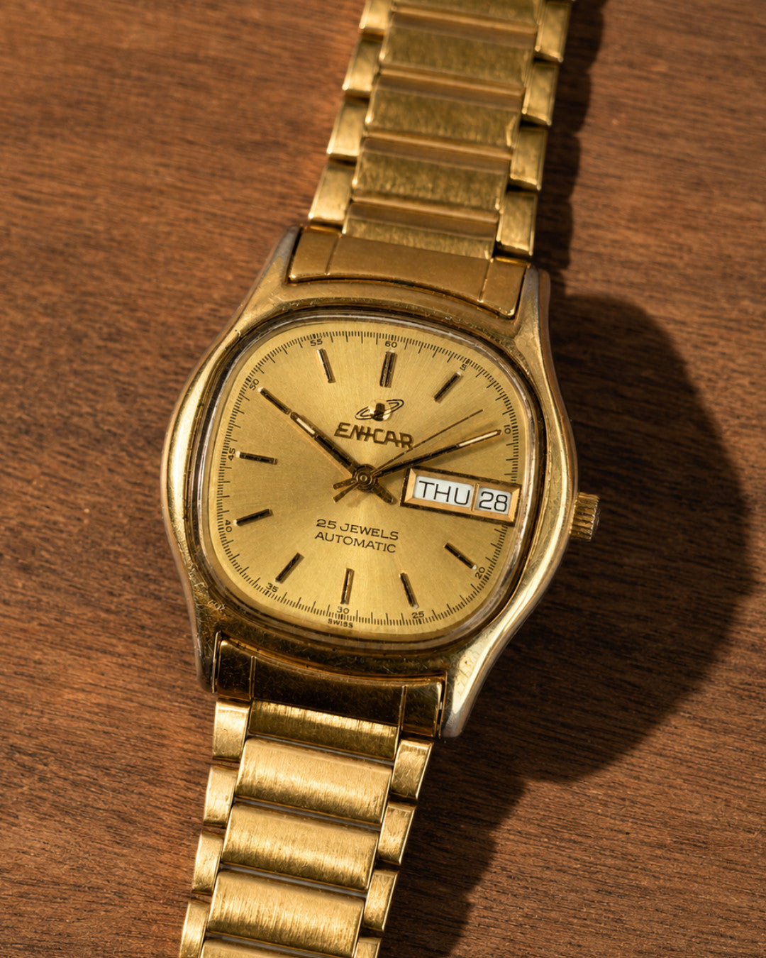 Enicar Ocean Pearl TV Case Day Date 25J Automatic Men’s Watch 1970s Swiss image 1
