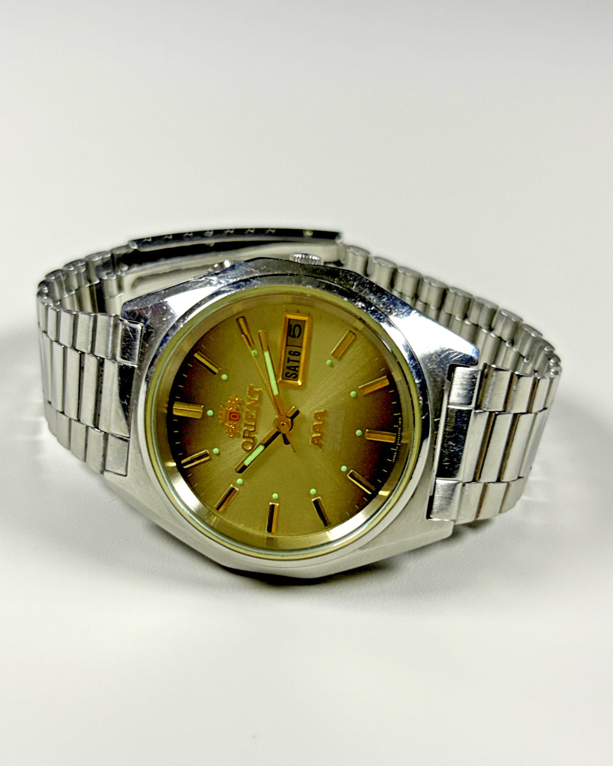 Orient AAA Crystal Golden Dial 21J Automatic Vintage Watch 1970s image 14