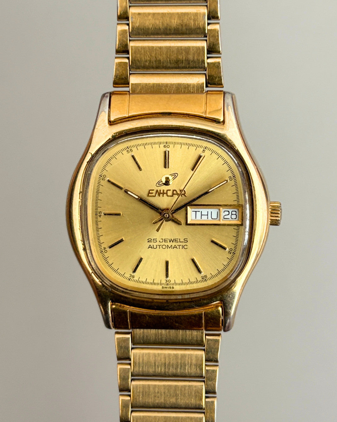 Enicar Ocean Pearl TV Case Day Date 25J Automatic Men’s Watch 1970s Swiss image 2