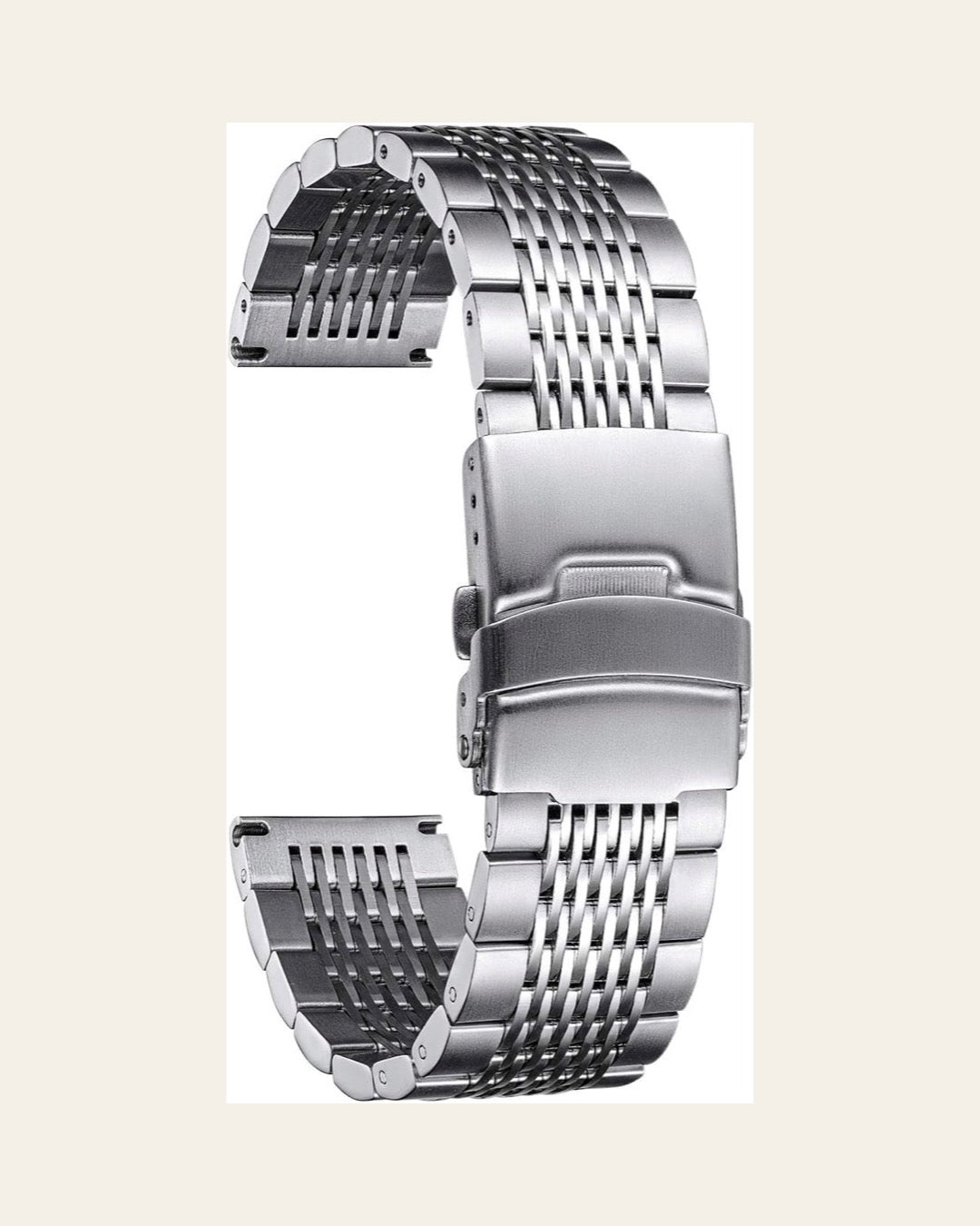 BINLUN Silver Steel Deployment Watch Bracelet — 19mm