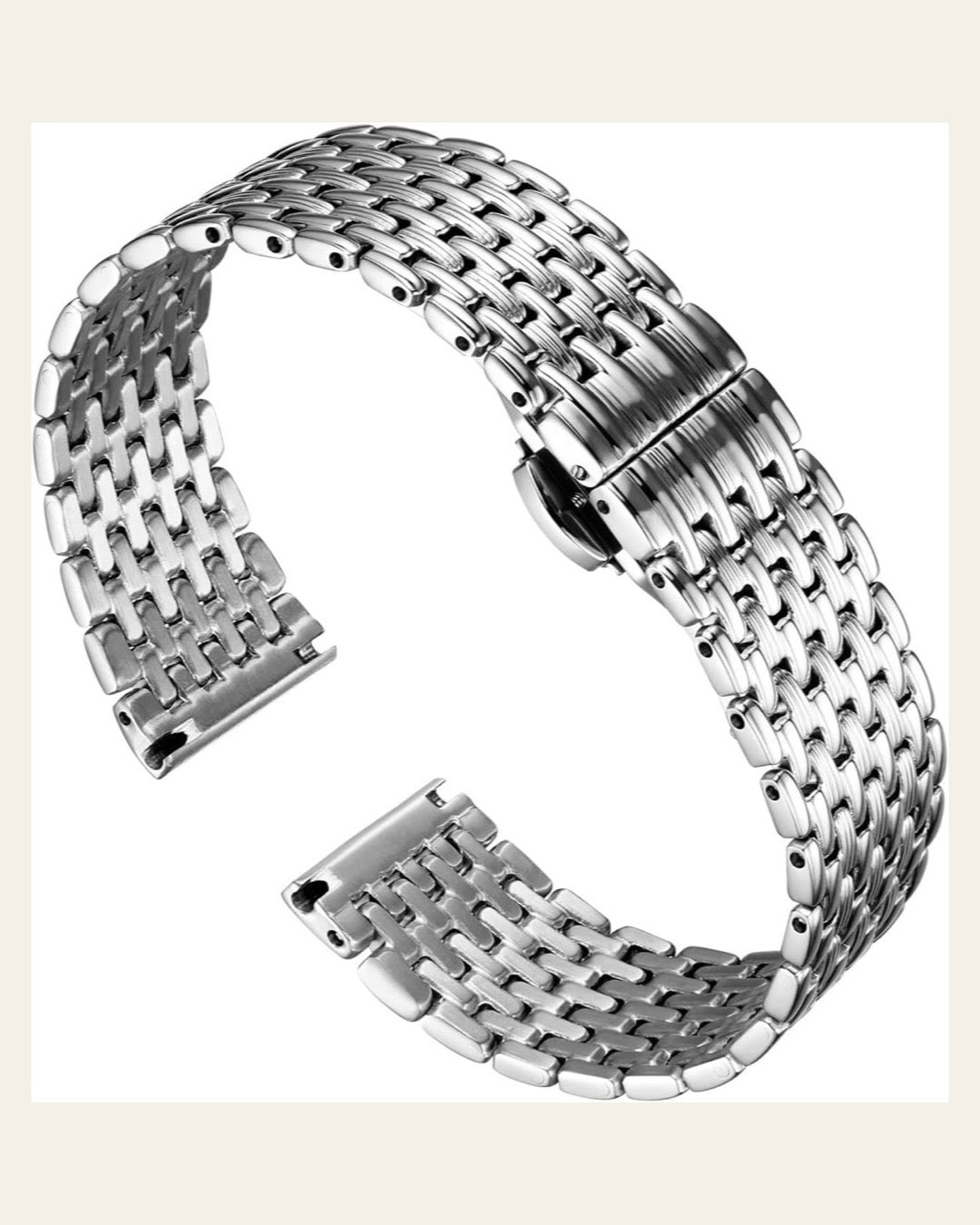 BINLUN Ultra-Thin Silver Mesh Watch Bracelet — 18mm